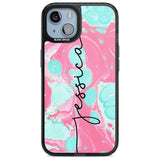 Personalised Turquoise & Pink - Marbled Custom Phone Case iPhone 15 Plus / Magsafe Black Impact Case,iPhone 15 / Magsafe Black Impact Case,iPhone 14 Plus / Magsafe Black Impact Case,iPhone 14 / Magsafe Black Impact Case,iPhone 13 / Magsafe Black Impact Case Blanc Space