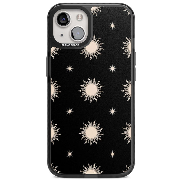 Celestial Patterns Classic Suns (Black) Phone Case iPhone 15 / Magsafe Black Impact Case,iPhone 15 Plus / Magsafe Black Impact Case,iPhone 13 / Magsafe Black Impact Case,iPhone 14 / Magsafe Black Impact Case,iPhone 14 Plus / Magsafe Black Impact Case Blanc Space