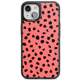 Black on Salmon Pink Dalmatian Polka Dot Spots Phone Case iPhone 15 Plus / Magsafe Black Impact Case,iPhone 15 / Magsafe Black Impact Case,iPhone 14 Plus / Magsafe Black Impact Case,iPhone 14 / Magsafe Black Impact Case,iPhone 13 / Magsafe Black Impact Case Blanc Space