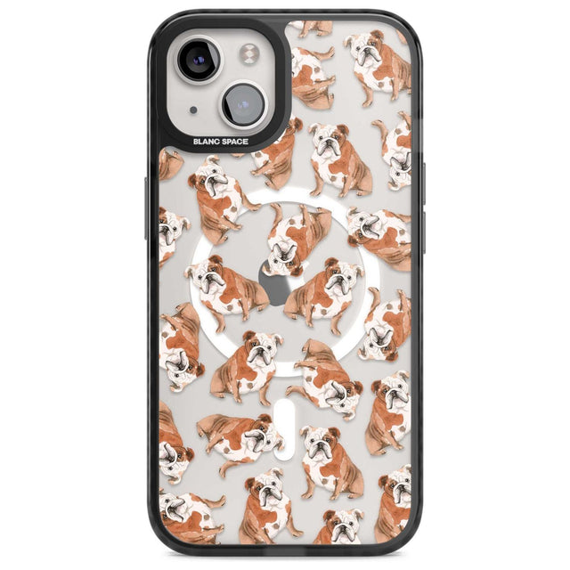 English Bulldog Watercolour Dog Pattern Phone Case iPhone 15 / Magsafe Black Impact Case,iPhone 15 Plus / Magsafe Black Impact Case,iPhone 13 / Magsafe Black Impact Case,iPhone 14 / Magsafe Black Impact Case,iPhone 14 Plus / Magsafe Black Impact Case Blanc Space