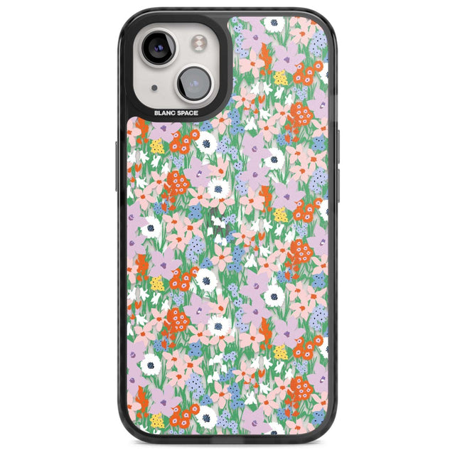 Jazzy Floral Mix: Transparent Phone Case iPhone 15 Plus / Magsafe Black Impact Case,iPhone 15 / Magsafe Black Impact Case,iPhone 14 Plus / Magsafe Black Impact Case,iPhone 14 / Magsafe Black Impact Case,iPhone 13 / Magsafe Black Impact Case Blanc Space