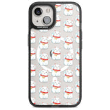 Lucky Cat Maneki-Neko Japanese Pattern Phone Case iPhone 15 Plus / Magsafe Black Impact Case,iPhone 15 / Magsafe Black Impact Case,iPhone 14 Plus / Magsafe Black Impact Case,iPhone 14 / Magsafe Black Impact Case,iPhone 13 / Magsafe Black Impact Case Blanc Space