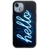 "Hello" Blue Cursive Neon Sign Phone Case iPhone 15 Plus / Magsafe Black Impact Case,iPhone 15 / Magsafe Black Impact Case,iPhone 14 Plus / Magsafe Black Impact Case,iPhone 14 / Magsafe Black Impact Case,iPhone 13 / Magsafe Black Impact Case Blanc Space