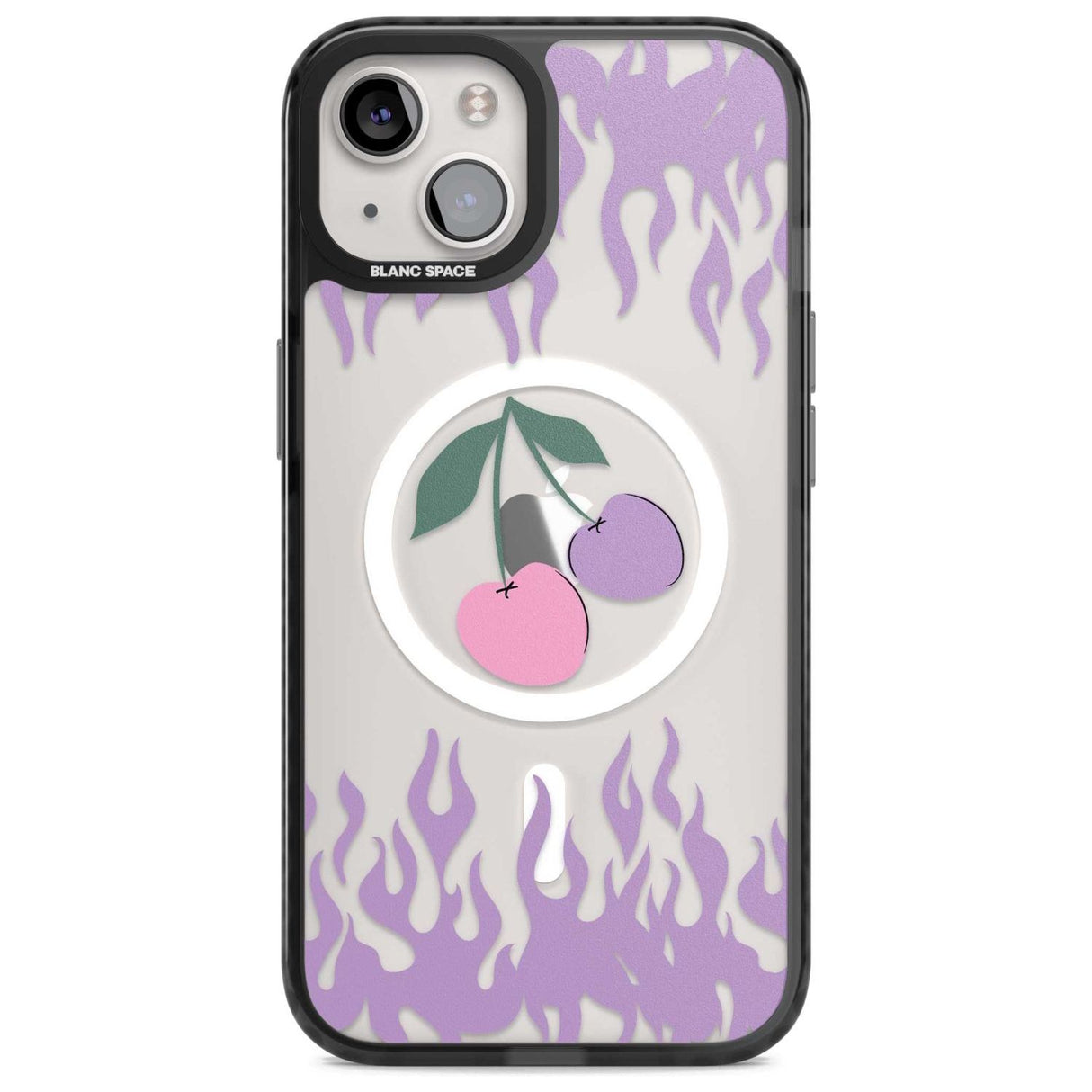 Cherries n' Flames Phone Case iPhone 15 Plus / Magsafe Black Impact Case,iPhone 15 / Magsafe Black Impact Case,iPhone 14 Plus / Magsafe Black Impact Case,iPhone 14 / Magsafe Black Impact Case,iPhone 13 / Magsafe Black Impact Case Blanc Space