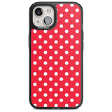 Designer Lava Red Polka Dot Phone Case iPhone 15 / Magsafe Black Impact Case,iPhone 15 Plus / Magsafe Black Impact Case,iPhone 13 / Magsafe Black Impact Case,iPhone 14 / Magsafe Black Impact Case,iPhone 14 Plus / Magsafe Black Impact Case Blanc Space