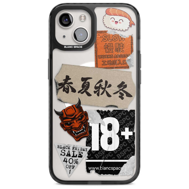 Asian Sticker Mix Phone Case iPhone 15 Plus / Magsafe Black Impact Case,iPhone 15 / Magsafe Black Impact Case,iPhone 14 Plus / Magsafe Black Impact Case,iPhone 14 / Magsafe Black Impact Case,iPhone 13 / Magsafe Black Impact Case Blanc Space