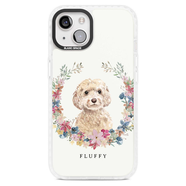 Personalised Champagne Cockapoo - Watercolour Dog Portrait Custom Phone Case iPhone 15 Plus / Magsafe Impact Case,iPhone 15 / Magsafe Impact Case Blanc Space