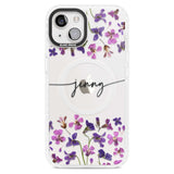 Personalised Purple Violets Custom Phone Case iPhone 15 Plus / Magsafe Impact Case,iPhone 15 / Magsafe Impact Case Blanc Space