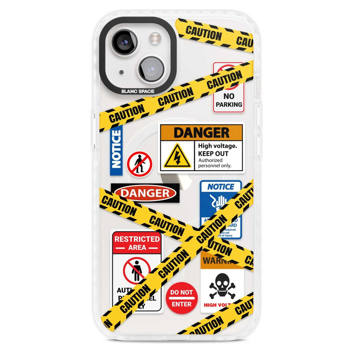 CAUTION Phone Case iPhone 15 Plus / Magsafe Impact Case,iPhone 15 / Magsafe Impact Case Blanc Space