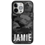 Personalised Horizontal Name Black Camouflage Custom Phone Case iPhone 15 Pro Max / Magsafe Black Impact Case,iPhone 15 Pro / Magsafe Black Impact Case,iPhone 14 Pro Max / Magsafe Black Impact Case,iPhone 14 Pro / Magsafe Black Impact Case,iPhone 13 Pro / Magsafe Black Impact Case Blanc Space