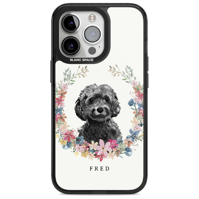 Personalised Black Cockapoo - Watercolour Dog Portrait Custom Phone Case iPhone 15 Pro Max / Magsafe Black Impact Case,iPhone 15 Pro / Magsafe Black Impact Case,iPhone 14 Pro Max / Magsafe Black Impact Case,iPhone 14 Pro / Magsafe Black Impact Case,iPhone 13 Pro / Magsafe Black Impact Case Blanc Space