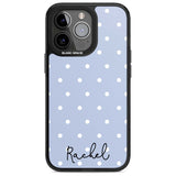 Personalised Simple Light Blue Dots Custom Phone Case iPhone 15 Pro Max / Magsafe Black Impact Case,iPhone 15 Pro / Magsafe Black Impact Case,iPhone 14 Pro Max / Magsafe Black Impact Case,iPhone 14 Pro / Magsafe Black Impact Case,iPhone 13 Pro / Magsafe Black Impact Case Blanc Space