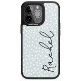 Personalised Vertical Cursive & Dots Custom Phone Case iPhone 15 Pro Max / Magsafe Black Impact Case,iPhone 15 Pro / Magsafe Black Impact Case,iPhone 14 Pro Max / Magsafe Black Impact Case,iPhone 14 Pro / Magsafe Black Impact Case,iPhone 13 Pro / Magsafe Black Impact Case Blanc Space