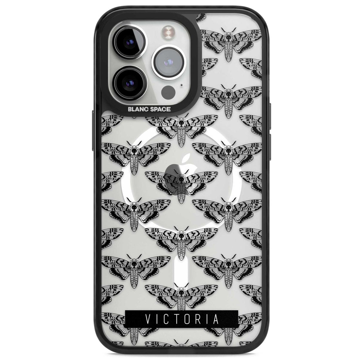 Personalised Hawk Moth Pattern Custom Phone Case iPhone 15 Pro Max / Magsafe Black Impact Case,iPhone 15 Pro / Magsafe Black Impact Case,iPhone 14 Pro Max / Magsafe Black Impact Case,iPhone 14 Pro / Magsafe Black Impact Case,iPhone 13 Pro / Magsafe Black Impact Case Blanc Space