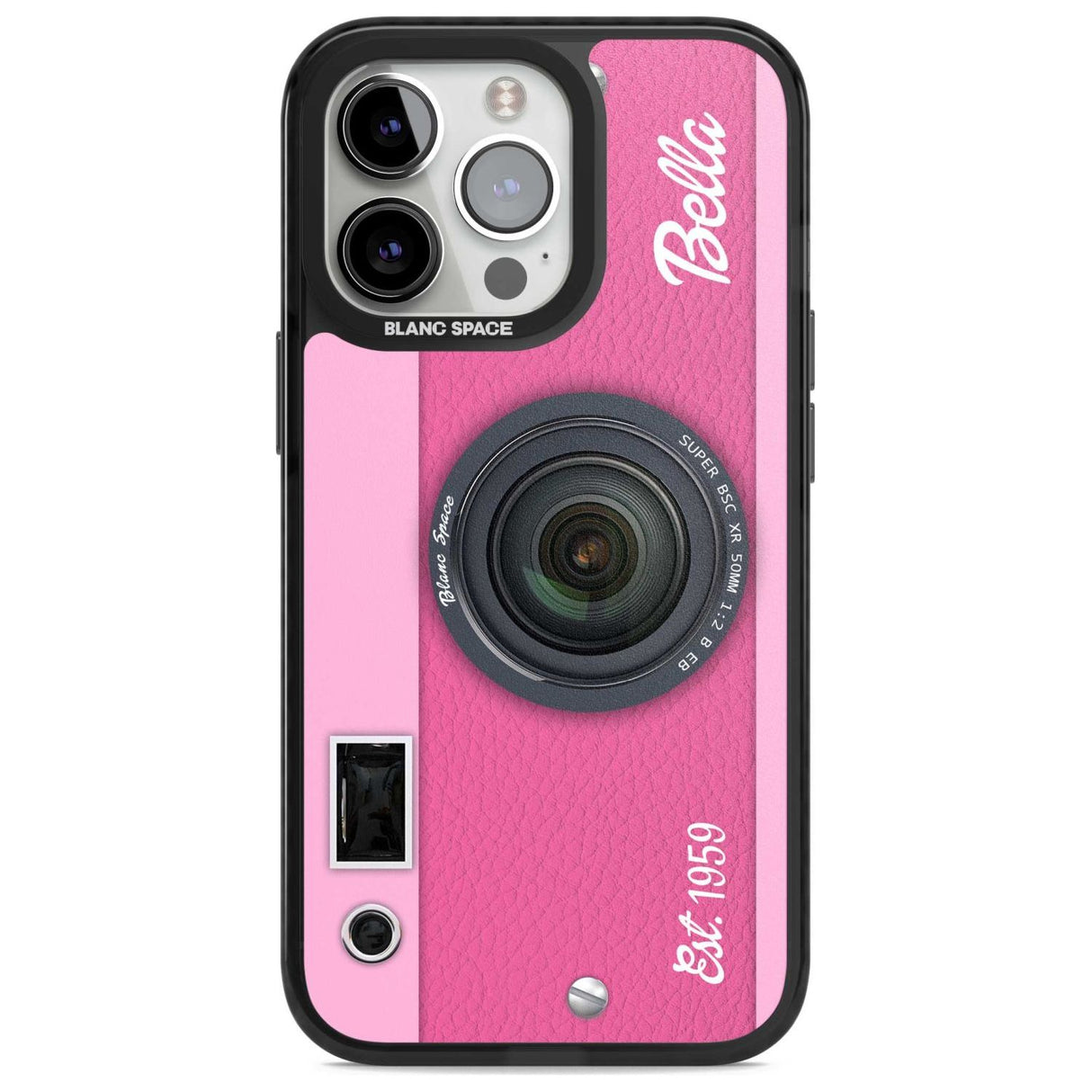 Personalised Pink Dream Camera Custom Phone Case iPhone 15 Pro Max / Magsafe Black Impact Case,iPhone 15 Pro / Magsafe Black Impact Case,iPhone 14 Pro Max / Magsafe Black Impact Case,iPhone 14 Pro / Magsafe Black Impact Case,iPhone 13 Pro / Magsafe Black Impact Case Blanc Space