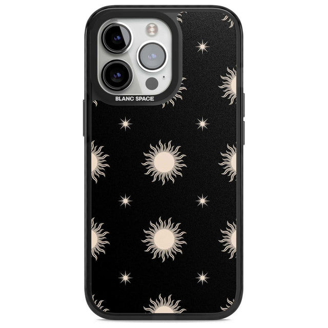 Celestial Patterns Classic Suns (Black) Phone Case iPhone 15 Pro / Magsafe Black Impact Case,iPhone 15 Pro Max / Magsafe Black Impact Case,iPhone 14 Pro Max / Magsafe Black Impact Case,iPhone 13 Pro / Magsafe Black Impact Case,iPhone 14 Pro / Magsafe Black Impact Case Blanc Space