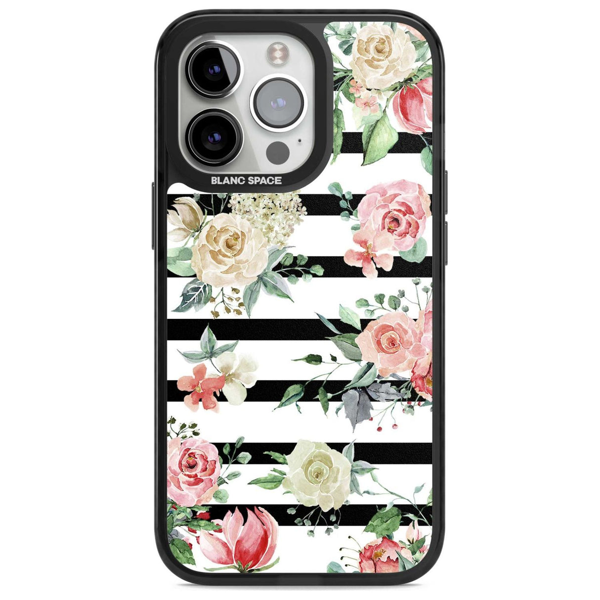 Bold Stripes & Flower Pattern Phone Case iPhone 15 Pro Max / Magsafe Black Impact Case,iPhone 15 Pro / Magsafe Black Impact Case,iPhone 14 Pro Max / Magsafe Black Impact Case,iPhone 14 Pro / Magsafe Black Impact Case,iPhone 13 Pro / Magsafe Black Impact Case Blanc Space