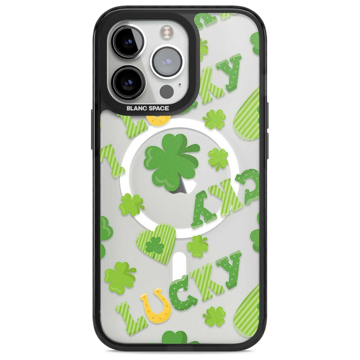 Lucky Irish Clover Phone Case iPhone 15 Pro / Magsafe Black Impact Case,iPhone 15 Pro Max / Magsafe Black Impact Case,iPhone 14 Pro Max / Magsafe Black Impact Case,iPhone 13 Pro / Magsafe Black Impact Case,iPhone 14 Pro / Magsafe Black Impact Case Blanc Space