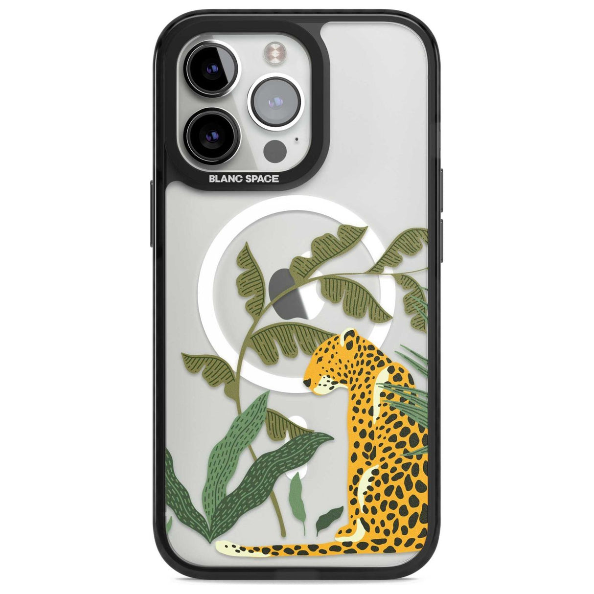 Large Jaguar Clear Jungle Cat Pattern Phone Case iPhone 15 Pro Max / Magsafe Black Impact Case,iPhone 15 Pro / Magsafe Black Impact Case,iPhone 14 Pro Max / Magsafe Black Impact Case,iPhone 14 Pro / Magsafe Black Impact Case,iPhone 13 Pro / Magsafe Black Impact Case Blanc Space