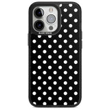 Designer Chic Black Polka Dot Phone Case iPhone 15 Pro / Magsafe Black Impact Case,iPhone 15 Pro Max / Magsafe Black Impact Case,iPhone 14 Pro Max / Magsafe Black Impact Case,iPhone 13 Pro / Magsafe Black Impact Case,iPhone 14 Pro / Magsafe Black Impact Case Blanc Space