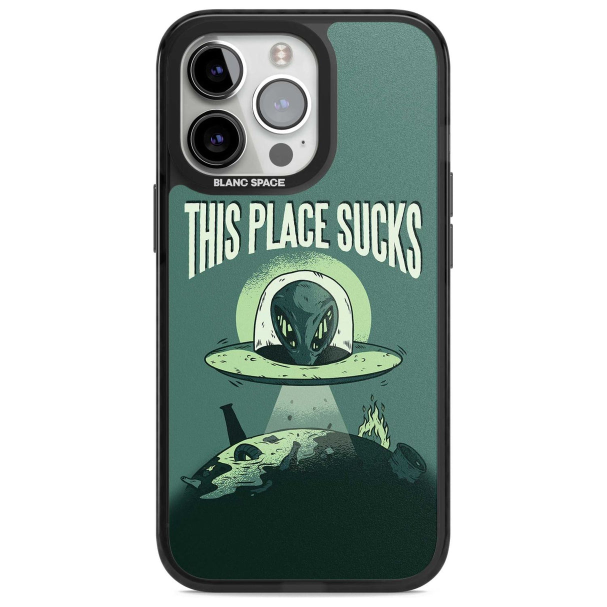 EARTH SUCKS Phone Case iPhone 15 Pro / Magsafe Black Impact Case,iPhone 15 Pro Max / Magsafe Black Impact Case,iPhone 14 Pro Max / Magsafe Black Impact Case,iPhone 13 Pro / Magsafe Black Impact Case,iPhone 14 Pro / Magsafe Black Impact Case Blanc Space