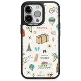 Cute Travel Pattern Cream Phone Case iPhone 15 Pro / Magsafe Black Impact Case,iPhone 15 Pro Max / Magsafe Black Impact Case,iPhone 14 Pro Max / Magsafe Black Impact Case,iPhone 13 Pro / Magsafe Black Impact Case,iPhone 14 Pro / Magsafe Black Impact Case Blanc Space