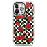 Checkered Pattern & Red Roses Phone Case iPhone 15 Pro Max / Magsafe Impact Case,iPhone 15 Pro / Magsafe Impact Case Blanc Space