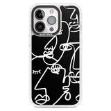 Abstract Continuous Line Faces White on Black Phone Case iPhone 15 Pro Max / Magsafe Impact Case,iPhone 15 Pro / Magsafe Impact Case Blanc Space