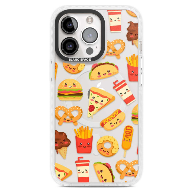 Fast Food Patterns Kawaii Fast Food Mix Phone Case iPhone 15 Pro Max / Magsafe Impact Case,iPhone 15 Pro / Magsafe Impact Case Blanc Space