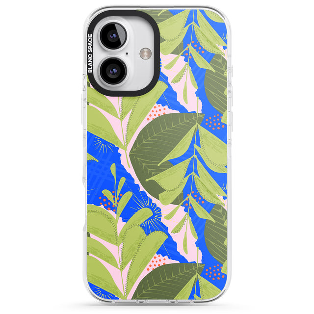 iPhone 16 Pro Max Fern Leaves Abstract Pattern Black Impact Phone Case