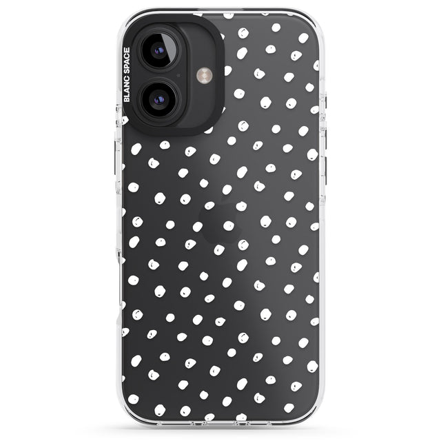 iPhone 16 Pro Max Messy White Dot Pattern Black Impact Phone Case