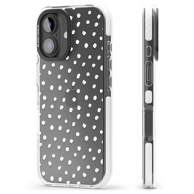 iPhone 16 Pro Max Messy White Dot Pattern Black Impact Phone Case