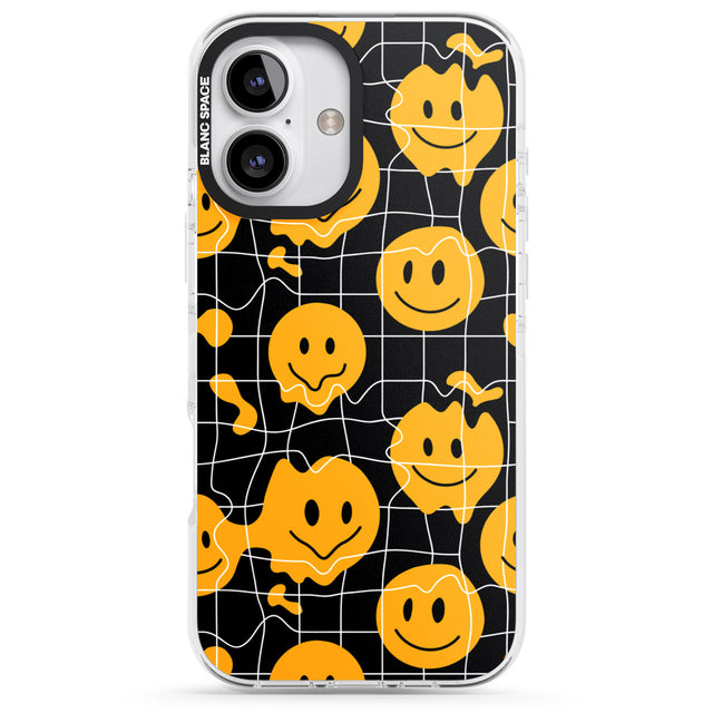 iPhone 16 Pro Max Acid Face Grid Pattern Black Impact Phone Case