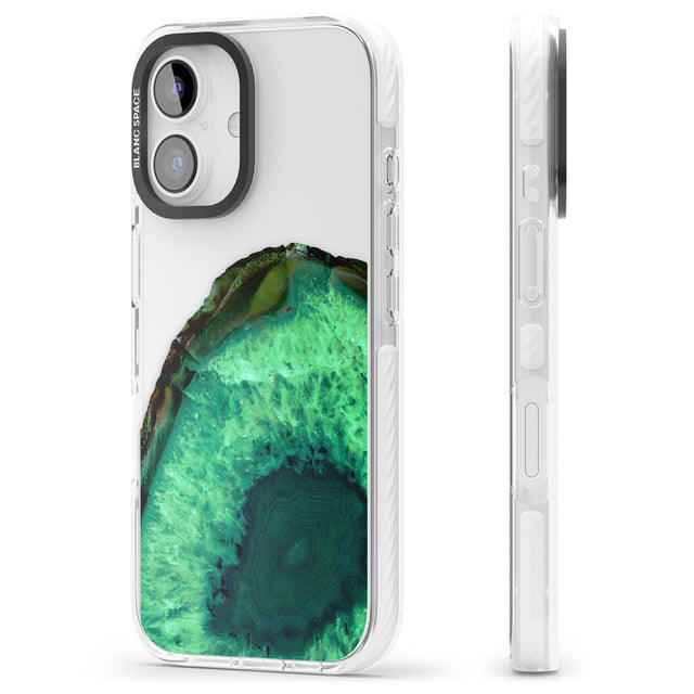 iPhone 16 Pro Max Emerald Green Gemstone Crystal Clear Design Black Impact Phone Case