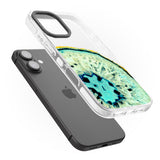 iPhone 16 Pro Max Turquoise & Green Gemstone Crystal Clear Design Black Impact Phone Case