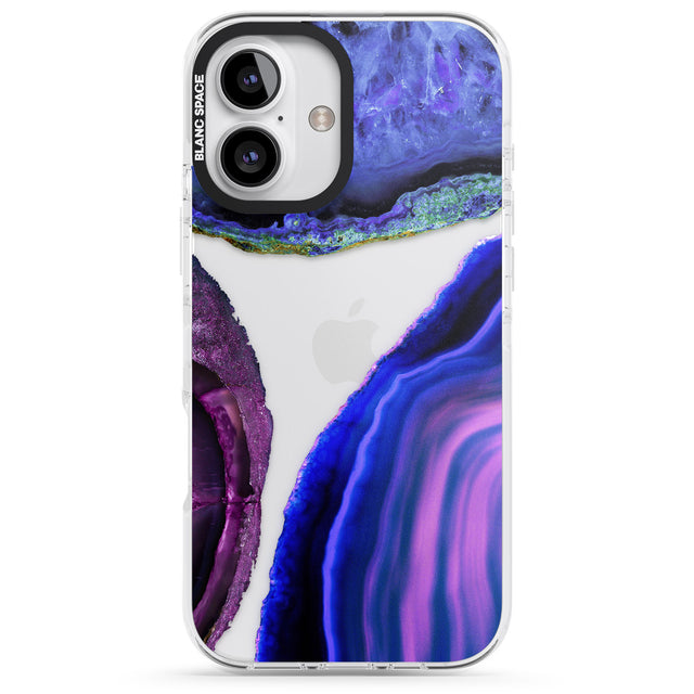 iPhone 16 Pro Max Purple & Blue Agate Gemstone Clear Design Black Impact Phone Case