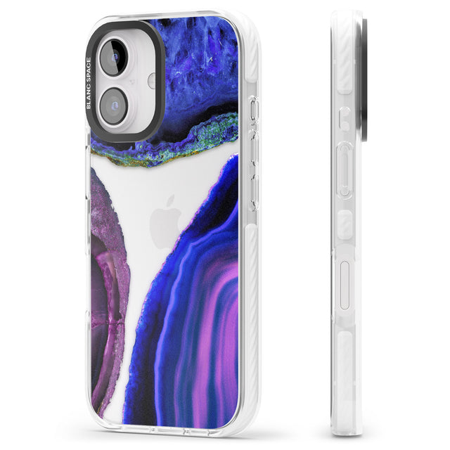 iPhone 16 Pro Max Purple & Blue Agate Gemstone Clear Design Black Impact Phone Case