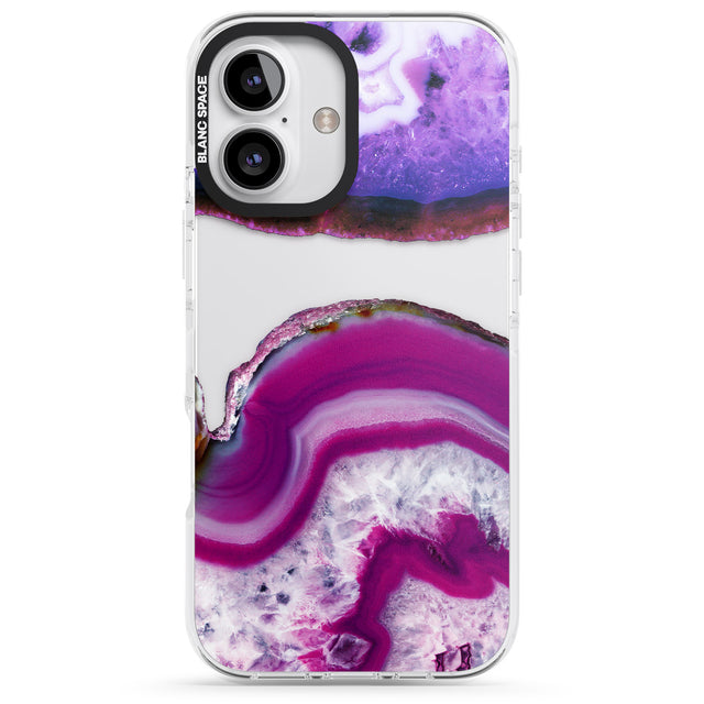 iPhone 16 Pro Max Purple & White Gemstone Crystal Clear Design Black Impact Phone Case