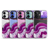 iPhone 16 Pro Max Purple & White Gemstone Crystal Clear Design Black Impact Phone Case