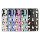 iPhone 16 Pro Max Cute Penguin Pattern Clear Black Impact Phone Case