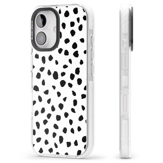 iPhone 16 Pro Max White Dalmatian Print Black Impact Phone Case