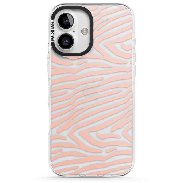 iPhone 16 Pro Max Horizontal Zebra Stripes Transparent Animal Print Black Impact Phone Case