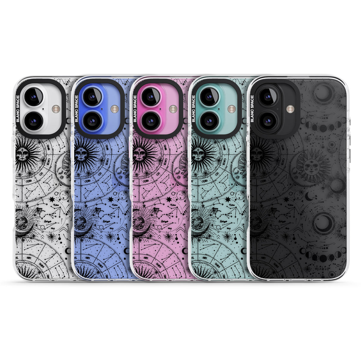 iPhone 16 Pro Max Suns, Moons, Zodiac Signs Astrological Black Impact Phone Case