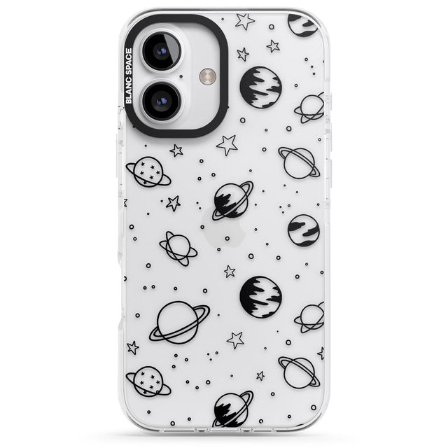 iPhone 16 Pro Max Cosmic Outer Space Design Black on Clear Black Impact Phone Case