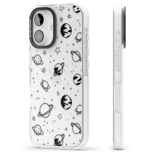 iPhone 16 Pro Max Cosmic Outer Space Design Black on Clear Black Impact Phone Case