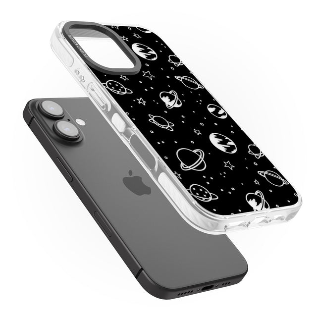 iPhone 16 Pro Max Cosmic Outer Space Design Clear on Black Black Impact Phone Case