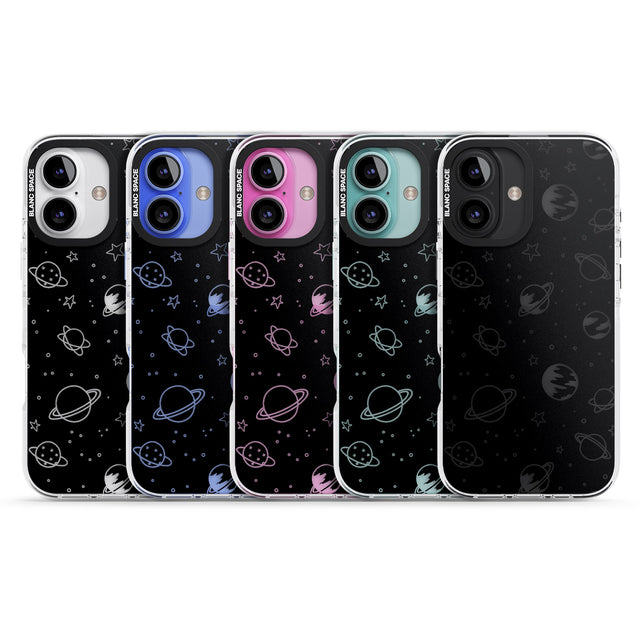 iPhone 16 Pro Max Cosmic Outer Space Design Clear on Black Black Impact Phone Case