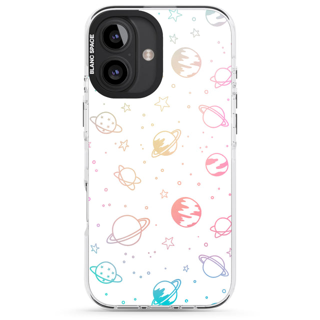 iPhone 16 Pro Max Cosmic Outer Space Design Pastels on White Black Impact Phone Case