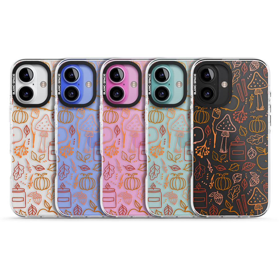 Autumn Line Pattern Impact Phone Case for iPhone 16, iPhone 16 Plus