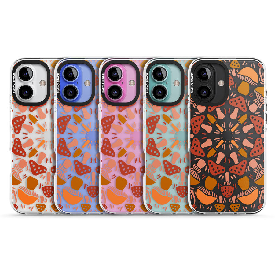 Mushroom Medley Impact Phone Case for iPhone 16, iPhone 16 Plus